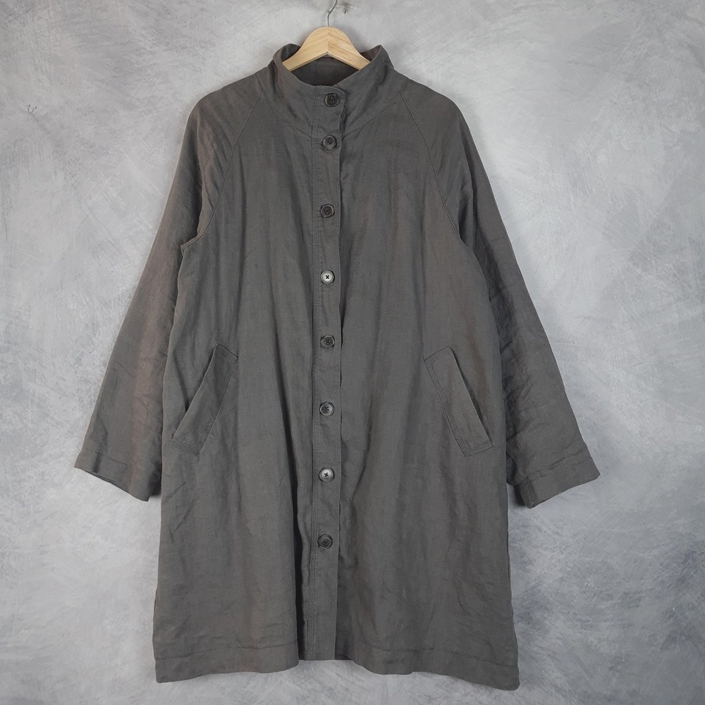 Garnet Hill Dark Gray Button-Front Lightweight Coat